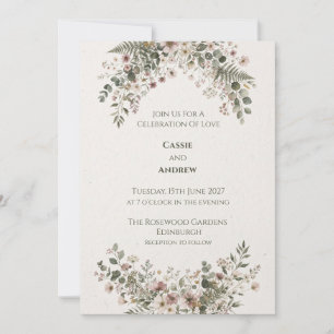 Pressed Wildflower Eucalyptus Wedding Invitation