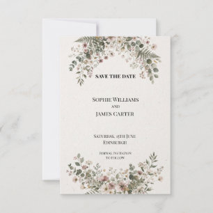 Pressed Wildflower Eucalyptus Wedding Save The Date