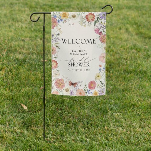 Pressed Wildflower Floral Bridal Shower Welcome Garden Flag