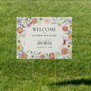 Pressed Wildflower Floral Bridal Shower Welcome Sign