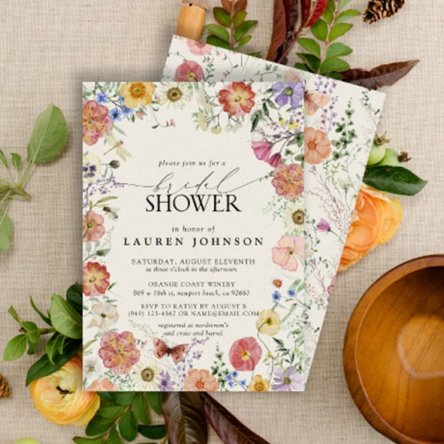 Pressed Wildflower Floral Frame Bridal Shower Invitation (Creator Uploaded)