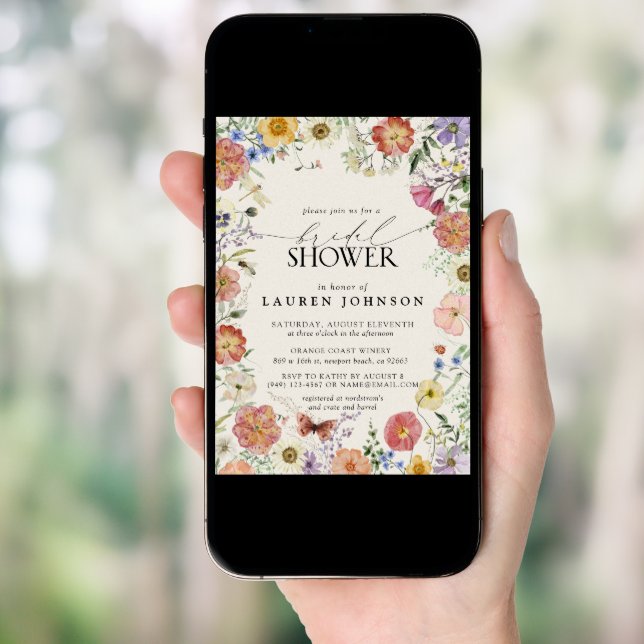 Pressed Wildflower Floral Frame Bridal Shower Invitation (Front Digital)