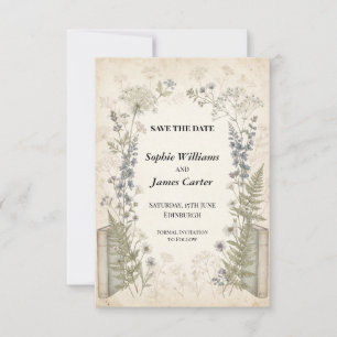 Pressed Wildflower Library Vintage Romantic Save The Date