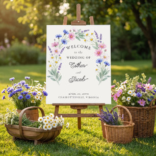 Pressed Wildflower Pretty Floral Wedding Welcome Foam Board
