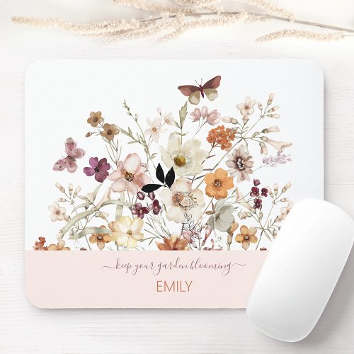 Pressed Wildflowers Botanical Floral Mouse Pad