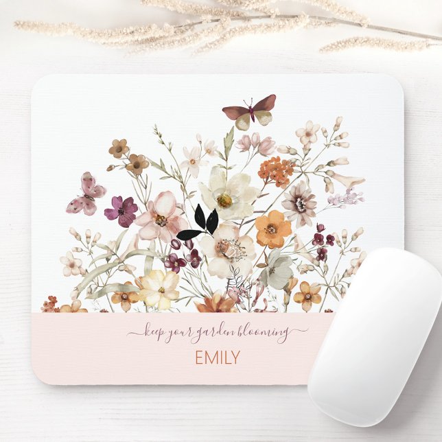 Pressed Wildflowers Botanical Floral Mouse Pad (Pressed Wildflowers Botanical Floral Mouse Pad)