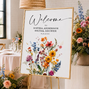 Pressed Wildflowers Bridal Shower Poster Sign