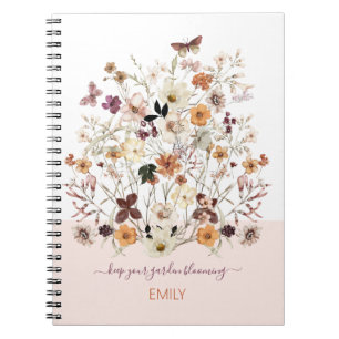 Pressed Wildflowers Custom Name Botanical Floral Notebook