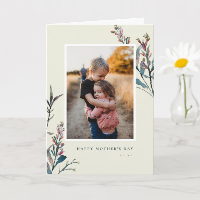 Pressed Wildflowers Folded Mother's Day Card (Small Plant)
