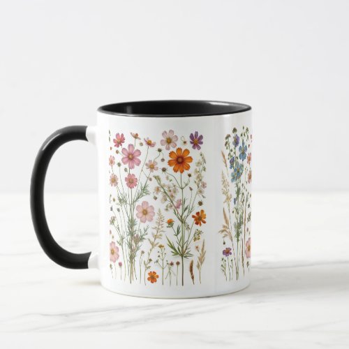 Pressed Wildflowers Watercolor Artistry Accent Mug