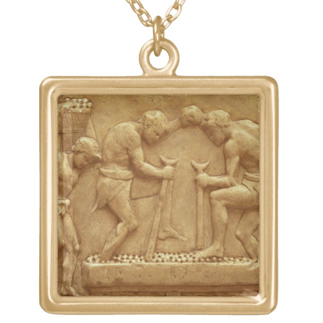 Pressing the Grapes (marble) Gold Plated Necklace (Front)