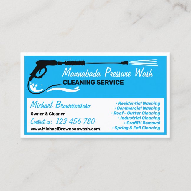 Pressure blue modern Power Washing auto cleaning Business Card