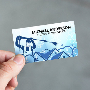 Pressure Cleaning House Logo | Soap Bubbles Business Card by lovely_businesscards at Zazzle