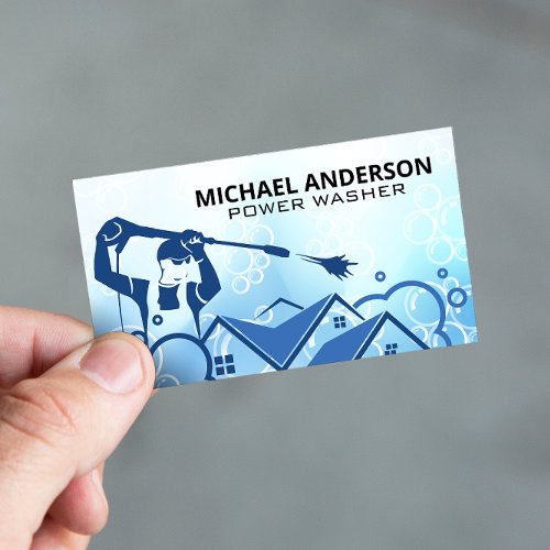 Pressure Cleaning House Logo  Soap Bubbles Business Card