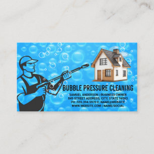 Pressure Cleaning Worker Soap Bubbles Business Card