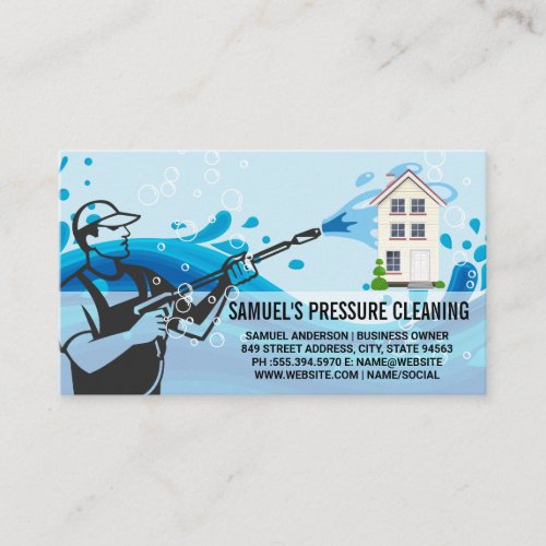 Pressure Cleaning  Worker  Soap Bubbles  Business Card