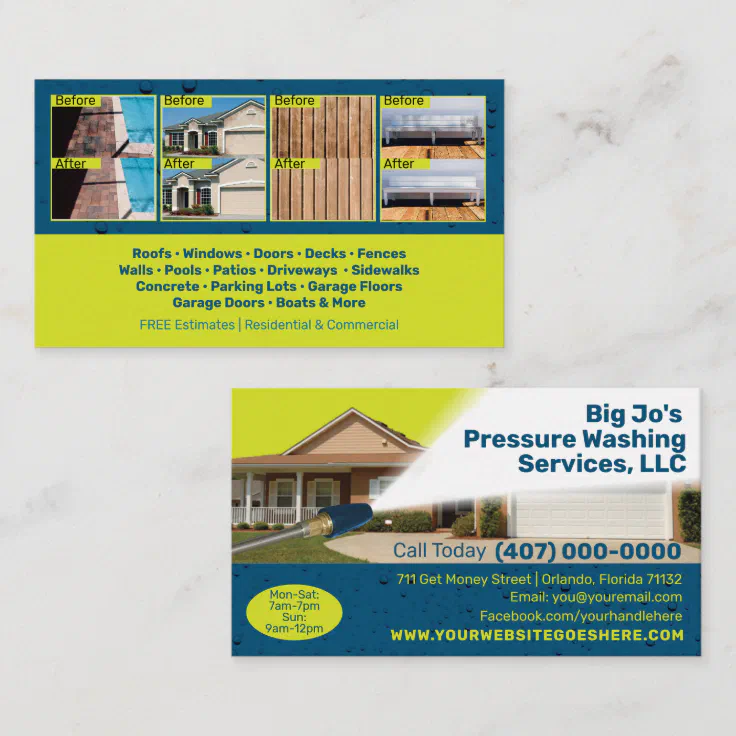 pressure washing business card templates