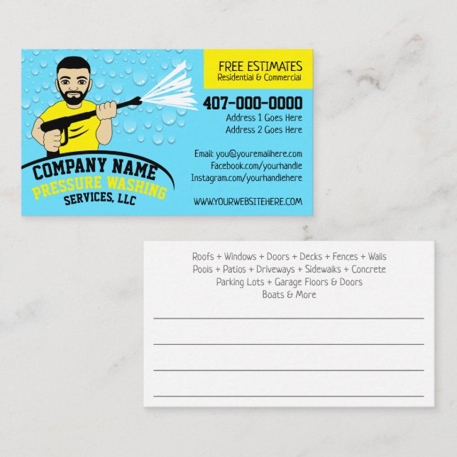 Pressure Power Washing & Cleaning Customizable Bus Business Card (Front/Back)