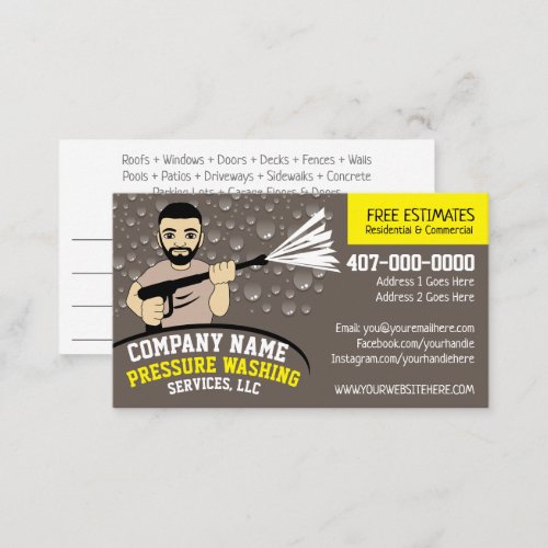 Pressure Power Washing  Cleaning Customizable Bus Business Card