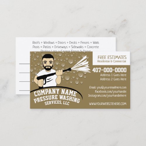 Pressure Power Washing  Cleaning Customizable Bus Business Card