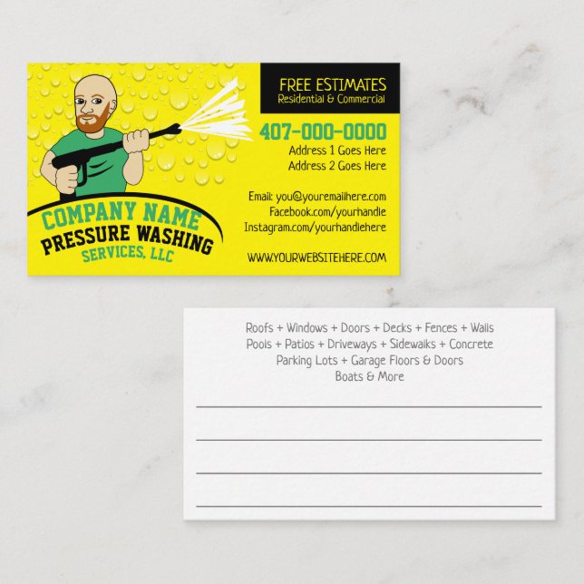 Pressure Power Washing & Cleaning Customizable Bus Business Card (Front/Back)