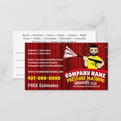 Pressure Power Washing  Cleaning Customizable Bus Business Card