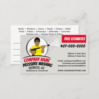 Pressure Power Washing & Cleaning Customizable Business Card