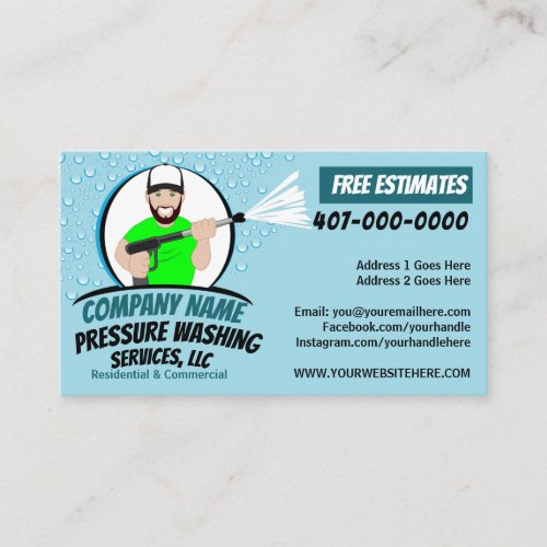 Pressure Power Washing  Cleaning Customizable Business Card
