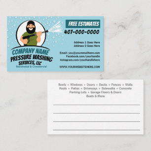 Pressure Power Washing & Cleaning Customizable Business Card