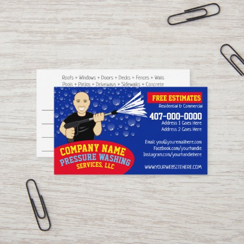 Pressure Power Washing  Cleaning Customizable Business Card