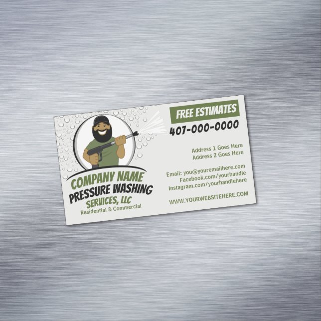 Pressure Power Washing & Cleaning Customizable Business Card Magnet (In Situ)