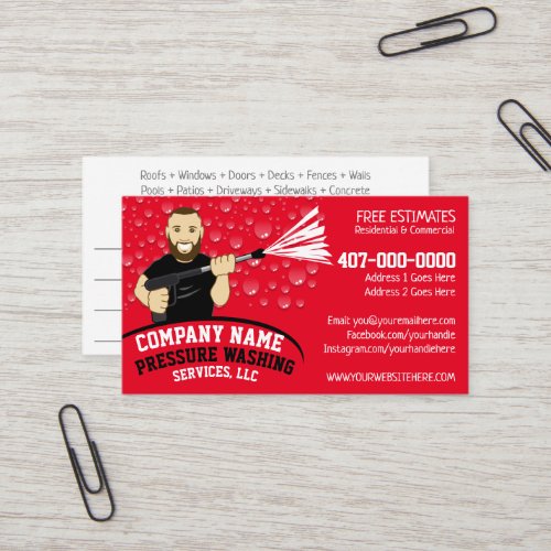 Pressure Power Washing  Cleaning Customizable Car Business Card