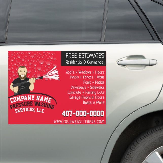 Pressure Power Washing & Cleaning Customizable Car Car Magnet (In Situ)