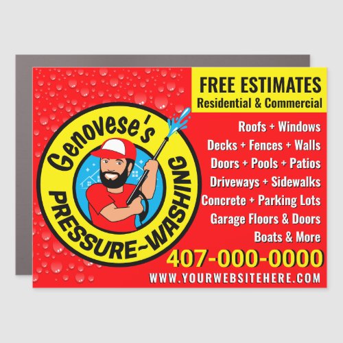 Pressure Power Washing  Cleaning Customizable Car Car Magnet