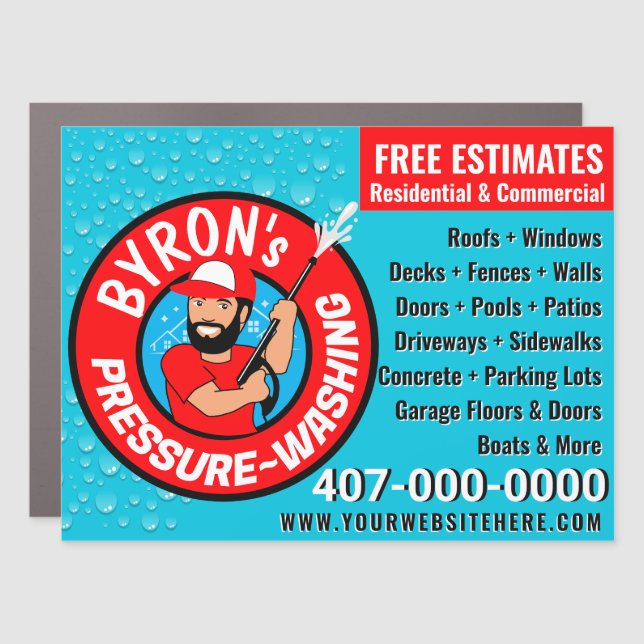 Pressure Power Washing & Cleaning Customizable Car Car Magnet (Front)