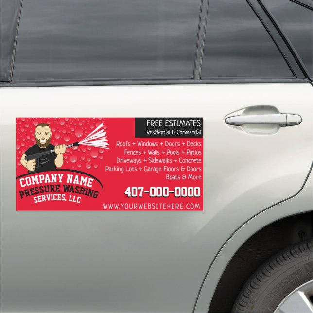 Pressure Power Washing & Cleaning Customizable Car Magnet (In Situ)