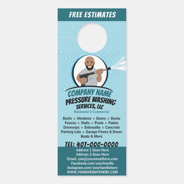 Pressure Power Washing & Cleaning Customizable  Door Hanger (Front)