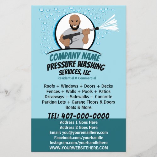 Pressure Power Washing  Cleaning Customizable Flyer
