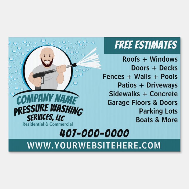 Pressure Power Washing & Cleaning Customizable Sig Sign (Back)
