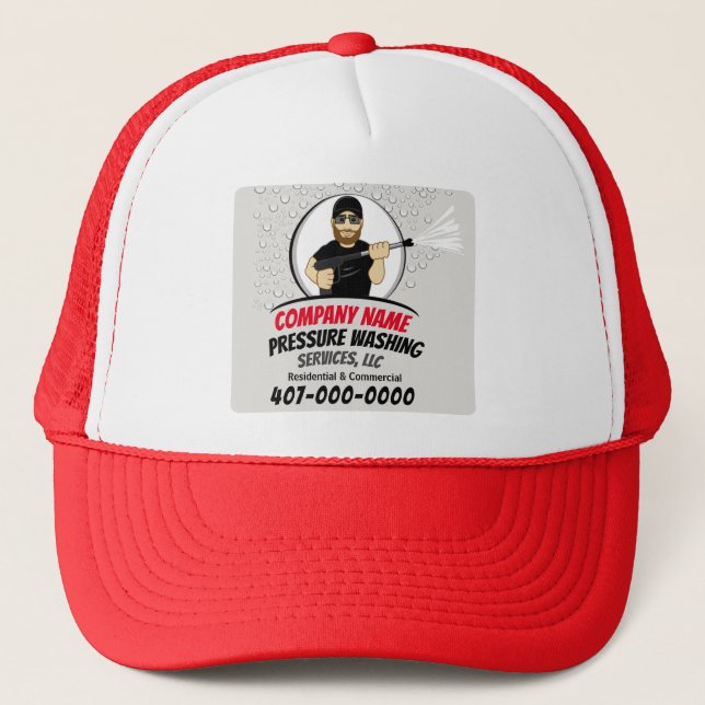 Pressure Power Washing & Cleaning Customizable Trucker Hat (Front)