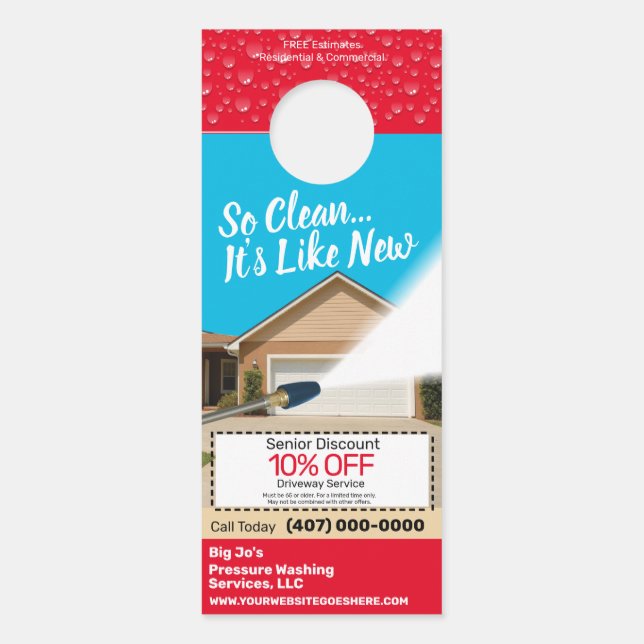 Pressure Power Washing Customizable Template Door Hanger (Front)