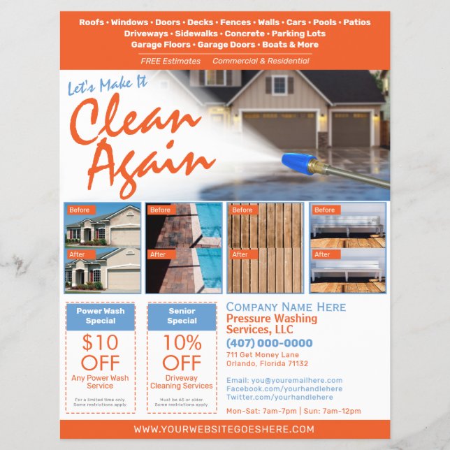 Pressure Power Washing  Flyer EDDM Template (Front)