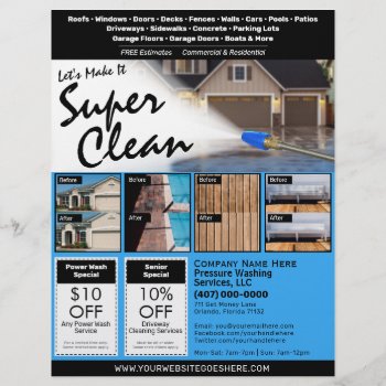 Pressure Power Washing  Flyer Eddm Template by WhizCreations at Zazzle