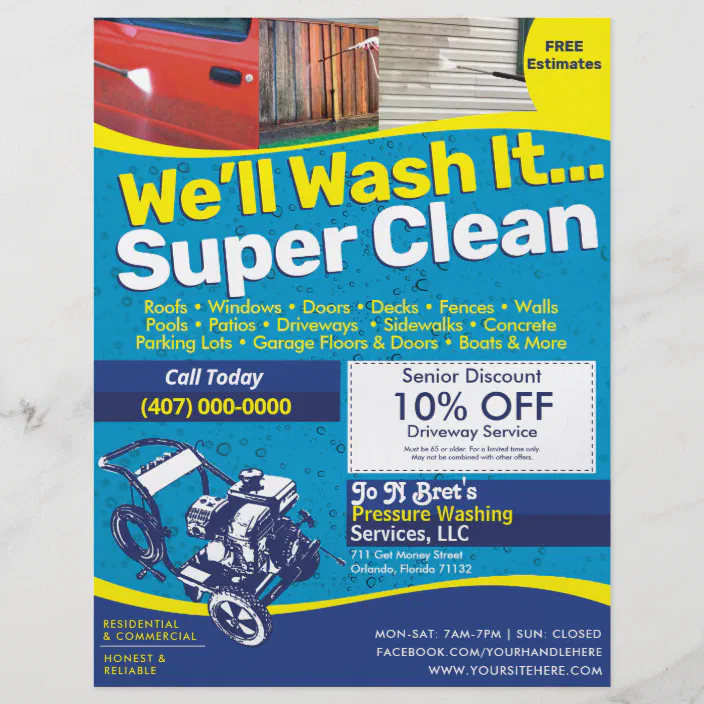 Pressure Power Washing Flyer Template Zazzle Com