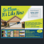 Pressure Power Washing  Flyer Template<br><div class="desc">Personalize and customize this eyecatching pressure washing (power washing) professional flyer template design to suit your business/company's needs. This pressure washing template displays images of before and after pressure washed surfaces. Add your logo for more effective branding. Customize the coupon offer on flyer to attract potential clients. Great for Every...</div>