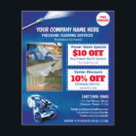Pressure Power Washing  Flyer Template<br><div class="desc">Customize this pressure washing (power washing)  flyer template design to suit your needs and business. This pressure washing template displays pressure washer and water beads background.</div>