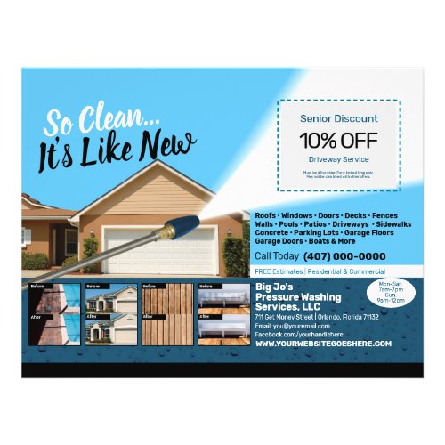 Pressure Power Washing Half Page  Flyer Template