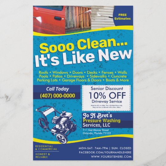 Pressure Power Washing Half Page Flyer Template | Zazzle.com