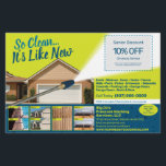 Pressure Power Washing Half Page  Flyer Template<br><div class="desc">Personalize and customize this eyecatching pressure washing (power washing) professional flyer template design to suit your business/company's needs. This pressure washing template displays images of before and after pressure washed surfaces. Add your logo for more effective branding. Customize the coupon offer on flyer to attract potential clients. Staple rubber-bands to...</div>