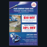 Pressure Power Washing  Half Page Template<br><div class="desc">Customize this pressure washing (power washing) half page flyer template design to suit your needs and business. This pressure washing template displays pressure washer and water beads background.</div>
